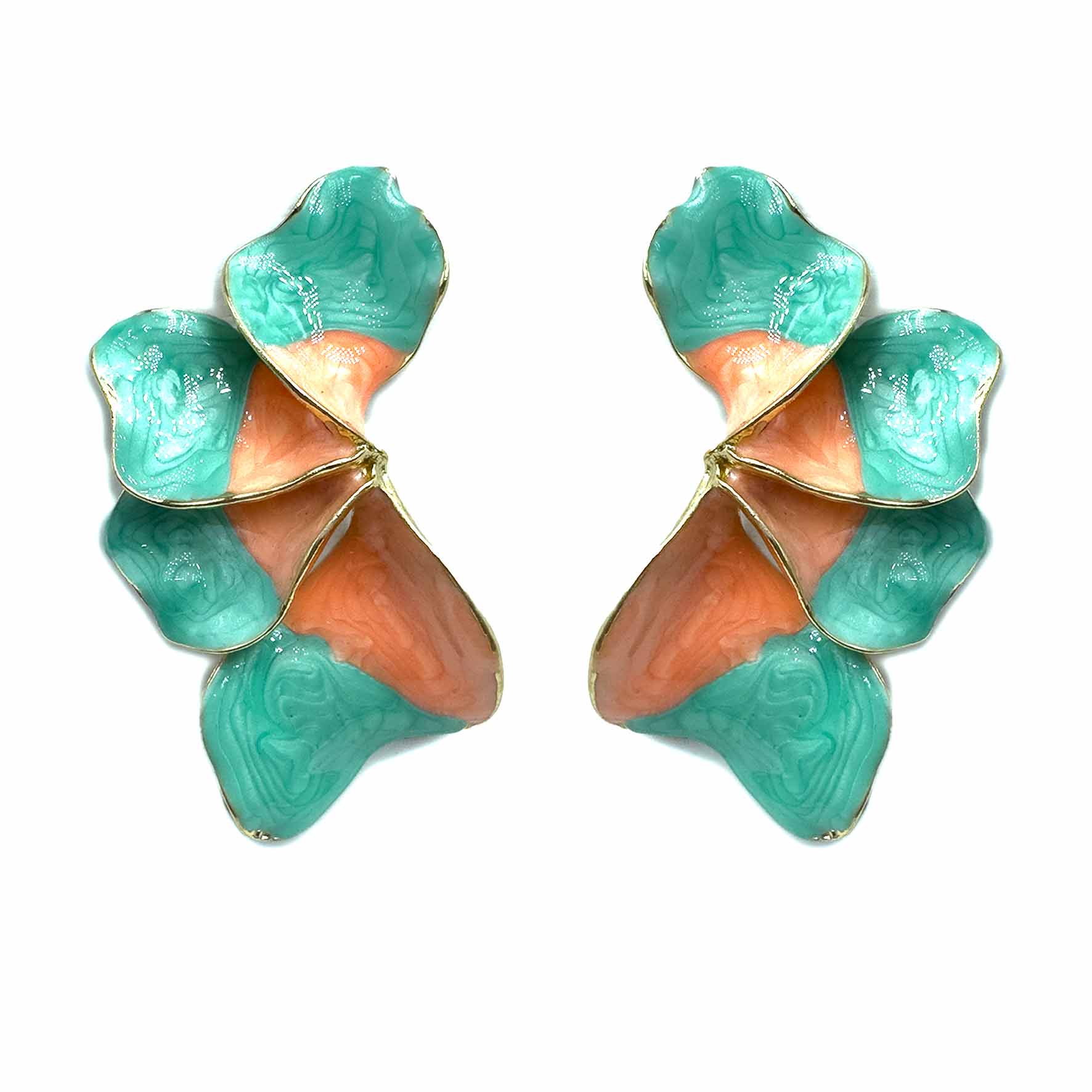 Palestro Milano Orecchini Celeste e Salmone Petali dalle Maldive