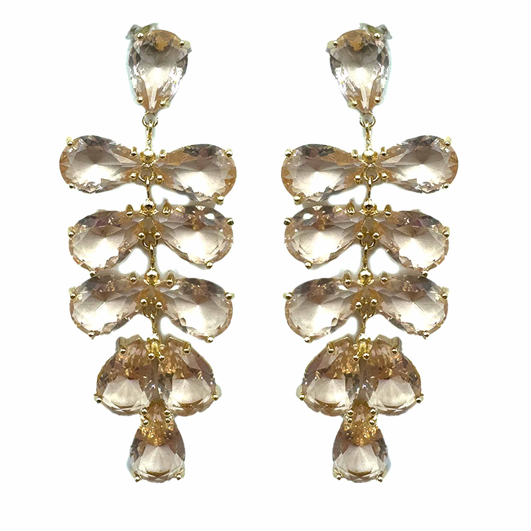 Palestro Milano Orecchini Champagne Cascata di Petali Cristallo