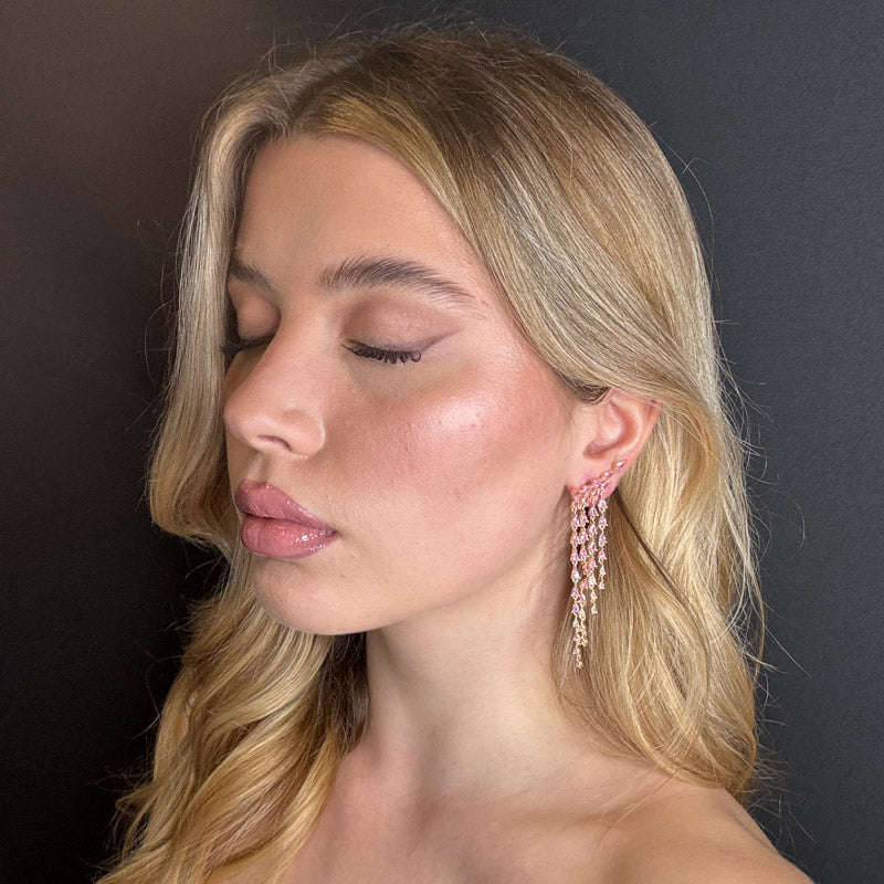 Palestro Milano Orecchini Cristalli pink pendenti