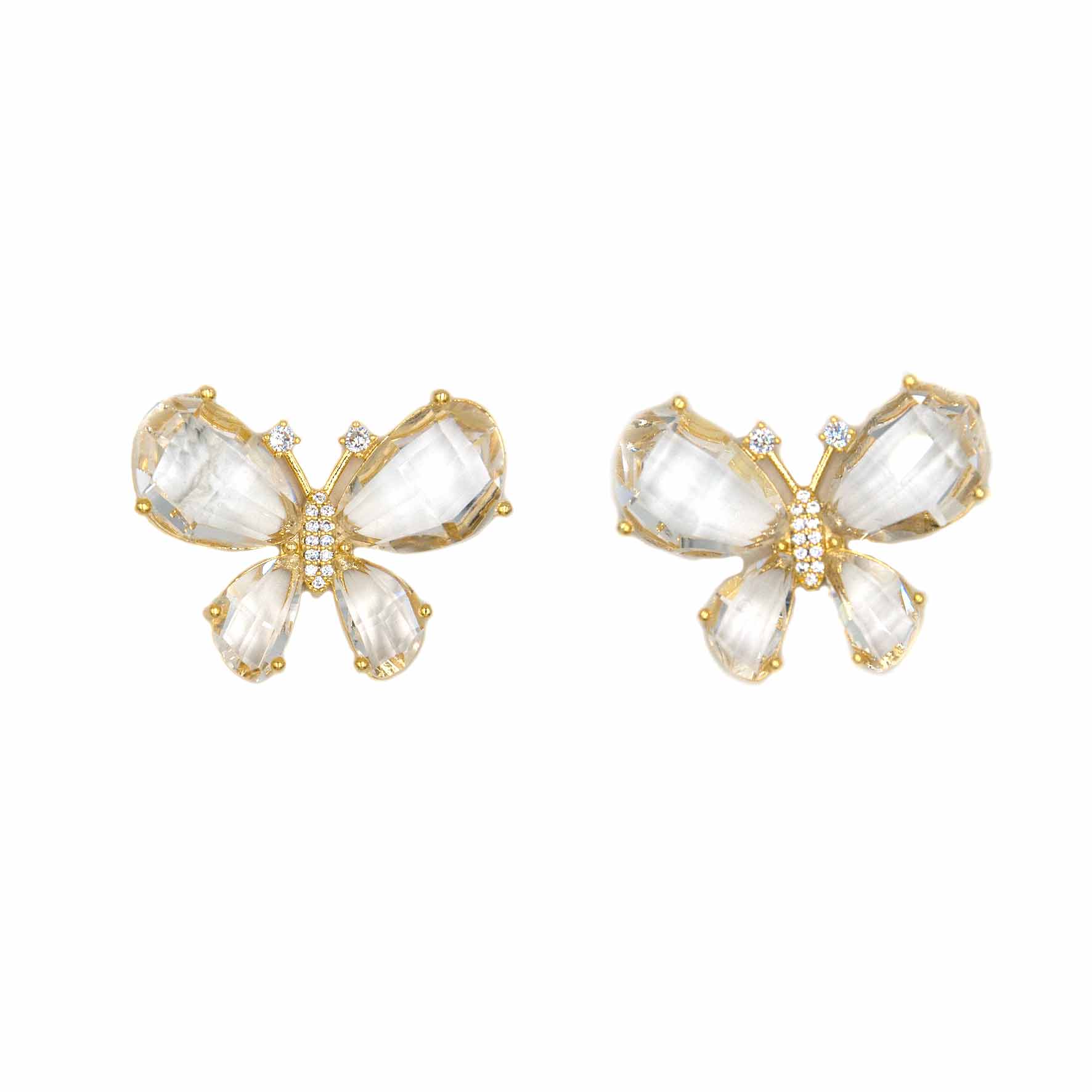 Palestro Milano Orecchini Cristallo base gold Farfalle di Cristallo
