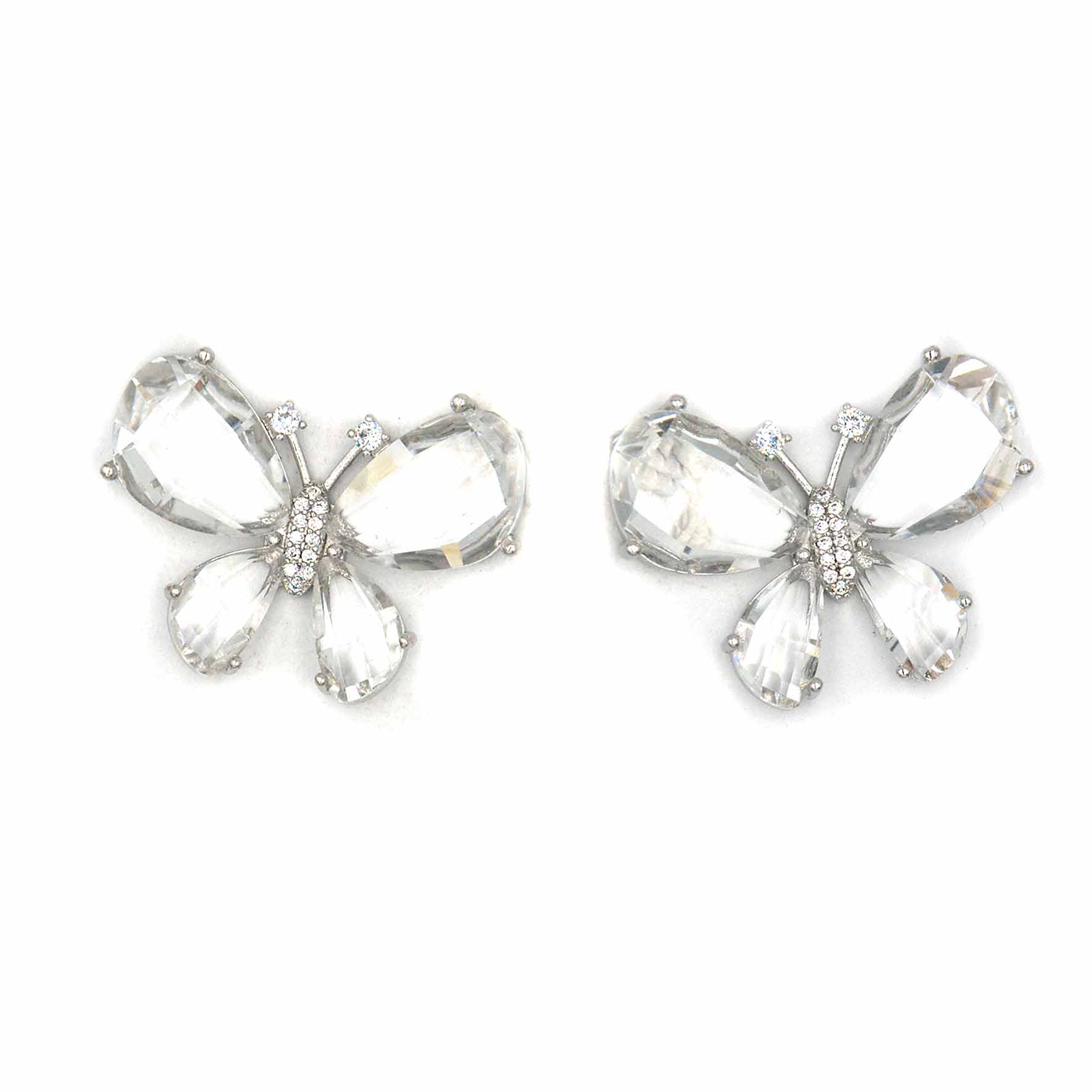 Palestro Milano Orecchini Cristallo base silver Farfalle di Cristallo