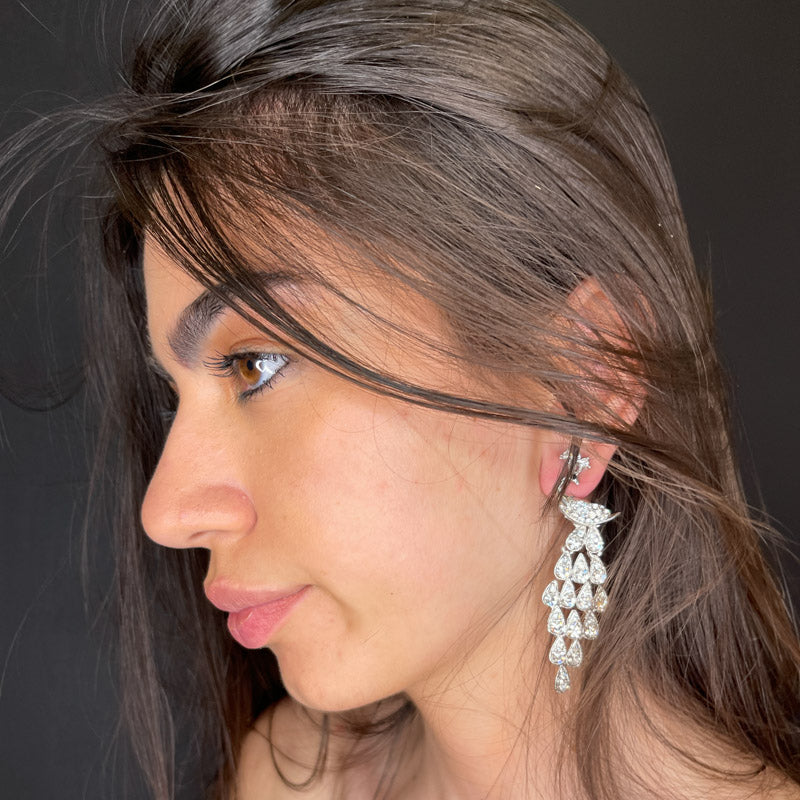 Palestro Milano Orecchini Cristallo Pavone di Zirconi