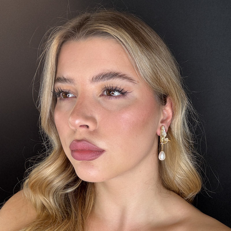 Palestro Milano Orecchini Farfalle di pavè con perla a goccia