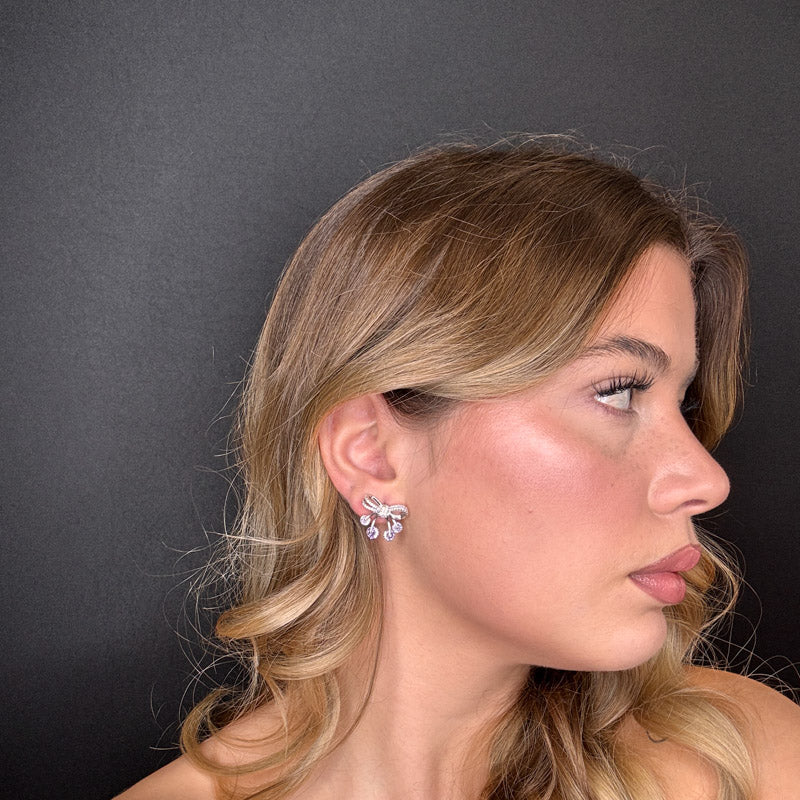 Palestro Milano Orecchini Fiocchetti di pavè con palline