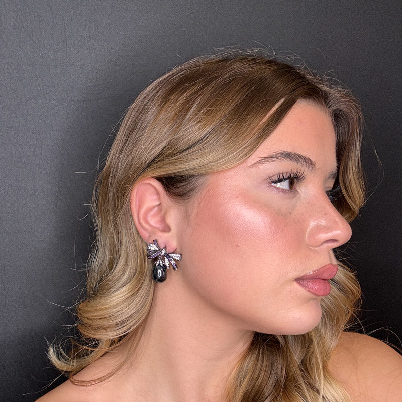 Palestro Milano Orecchini Fiocchetto con Perla scura pendente