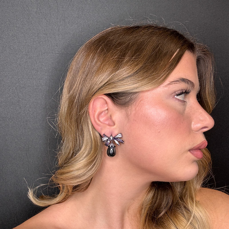 Palestro Milano Orecchini Fiocchetto con Perla scura pendente