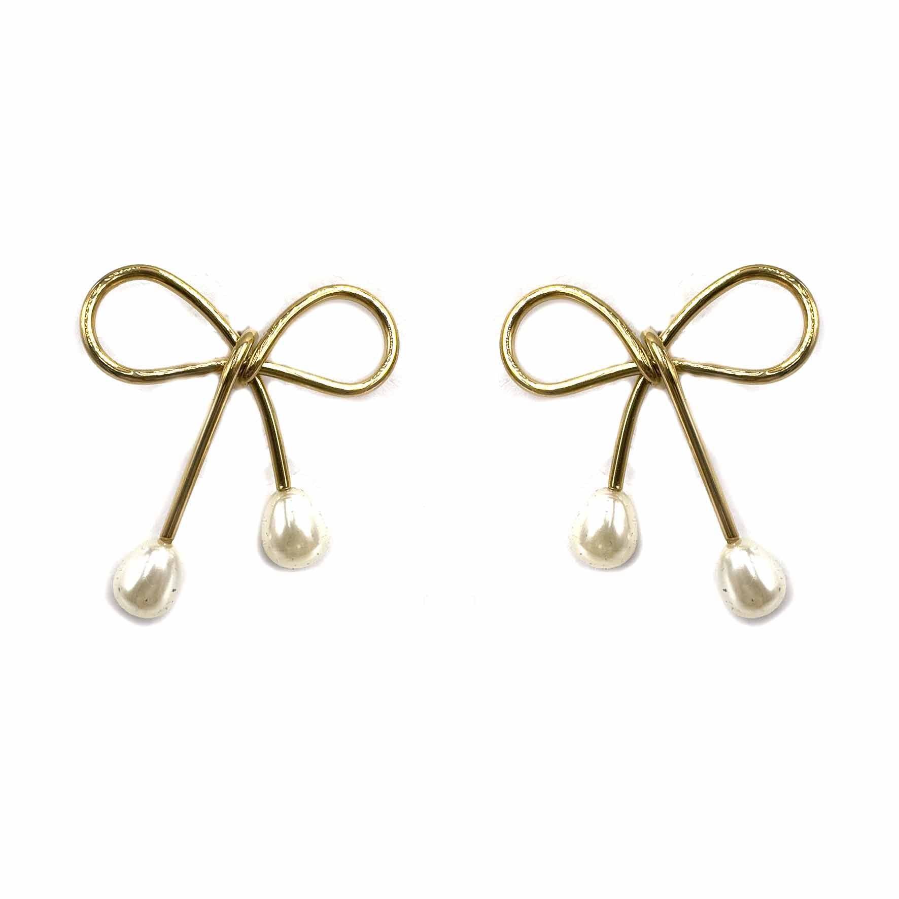 Palestro Milano Orecchini Fiocchi gold con perlina