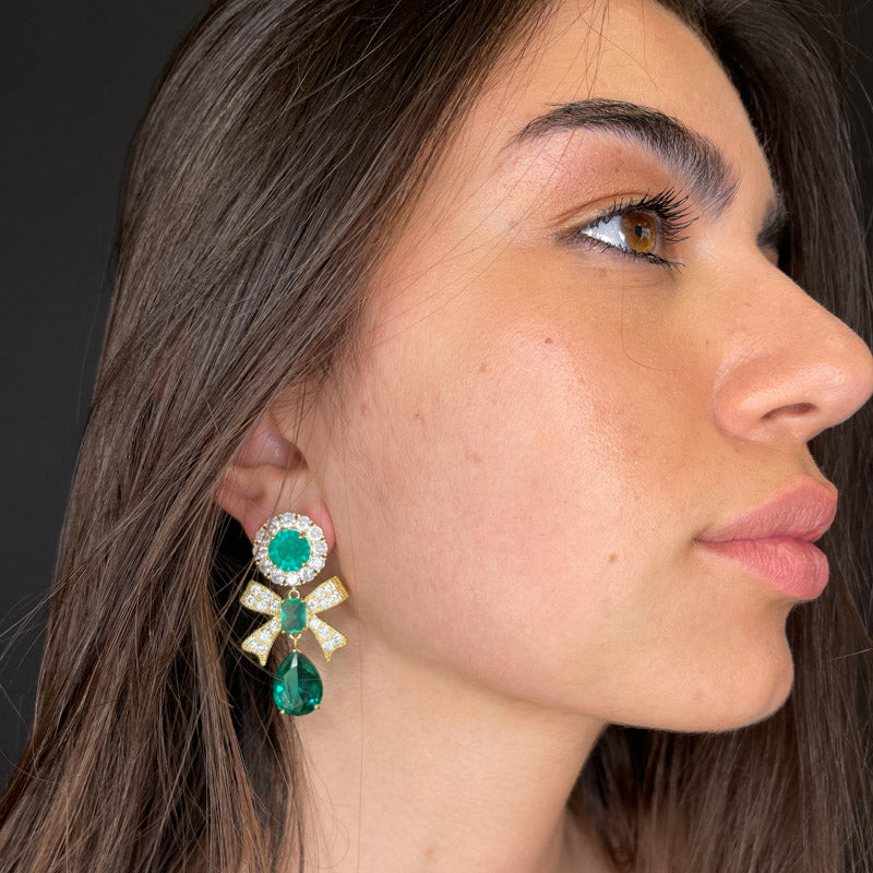 Palestro Milano Orecchini Fiocchi Smeraldo