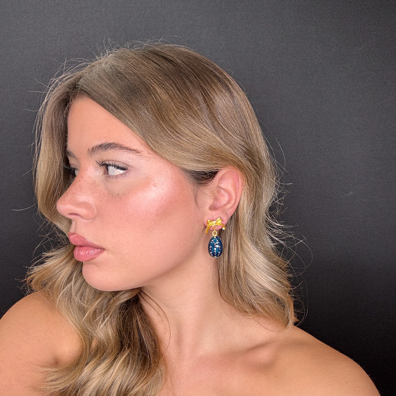 Palestro Milano Orecchini Fiocco dorato con gocce multicolor