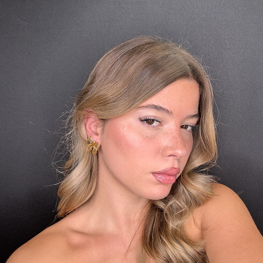 Palestro Milano Orecchini Fiocco ricamato d'Oro