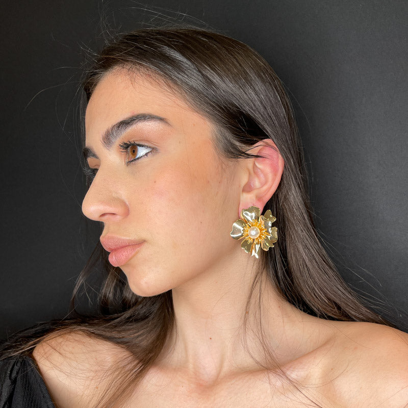 Palestro Milano Orecchini Fiore Big Gold Lucido