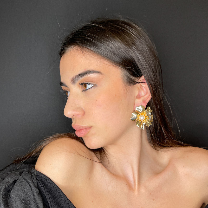 Palestro Milano Orecchini Fiore Big Gold Lucido