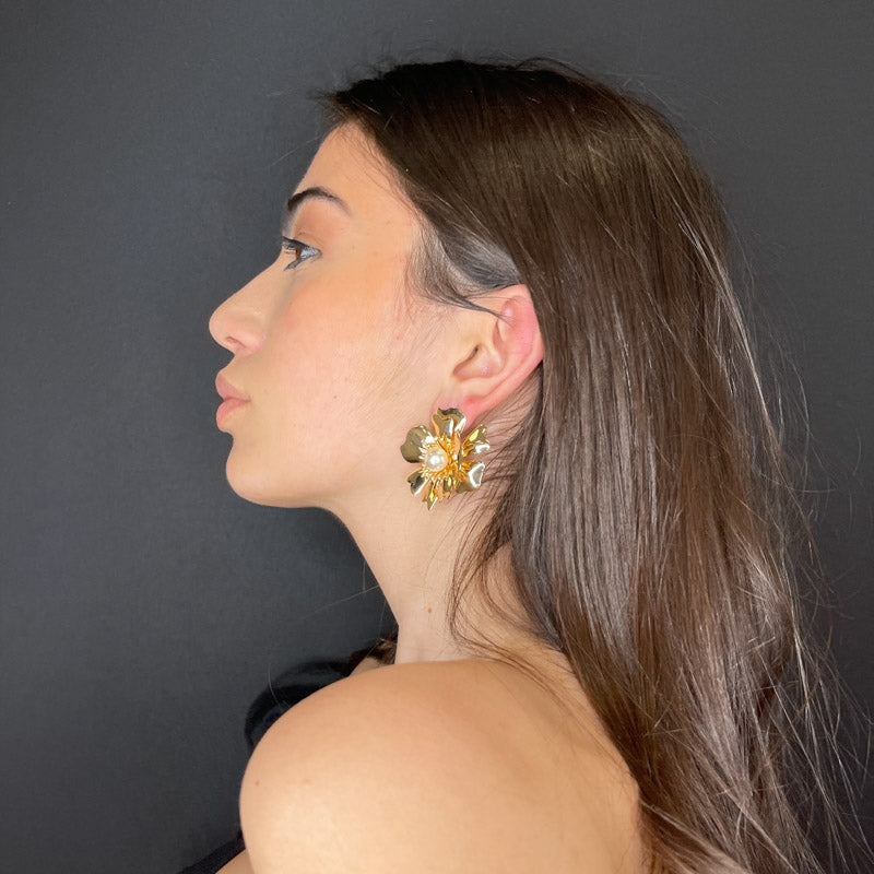 Palestro Milano Orecchini Fiore Big Gold Lucido