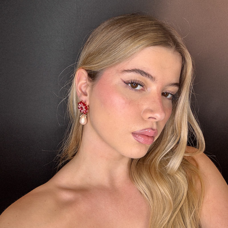 Palestro Milano Orecchini Fiore di cristalli con perla