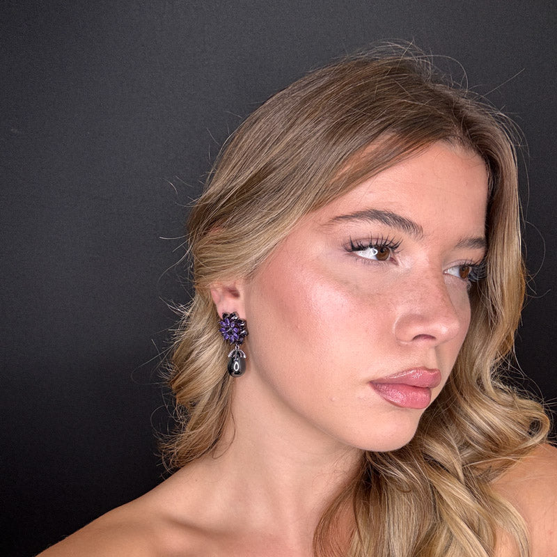 Palestro Milano Orecchini Fiore di cristalli con perla