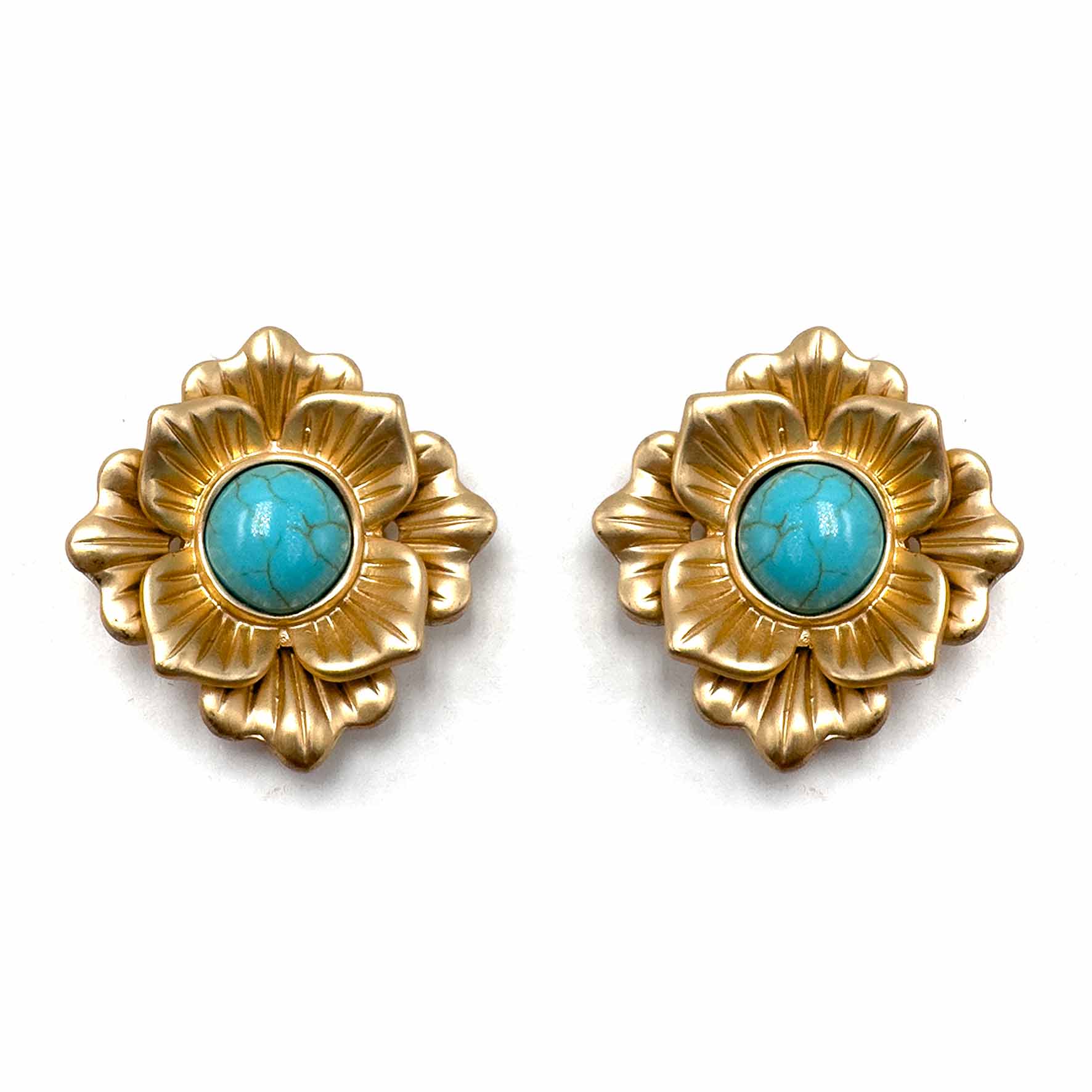 Palestro Milano Orecchini Fiore gold torquoise