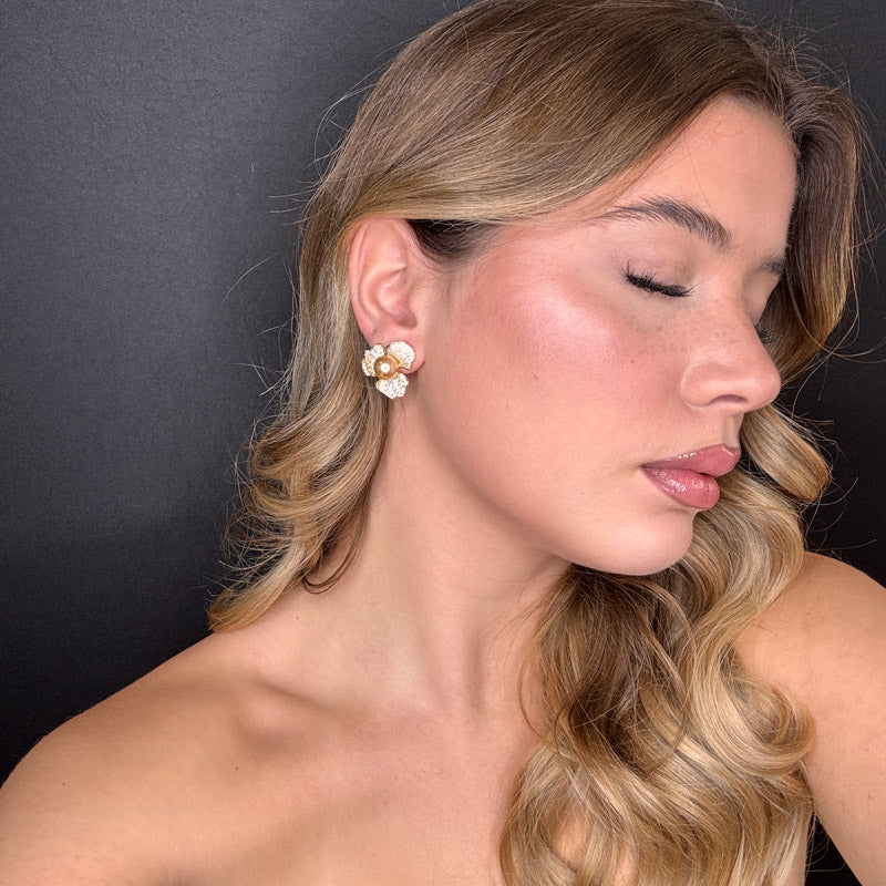Palestro Milano Orecchini Fiorellini con perla big