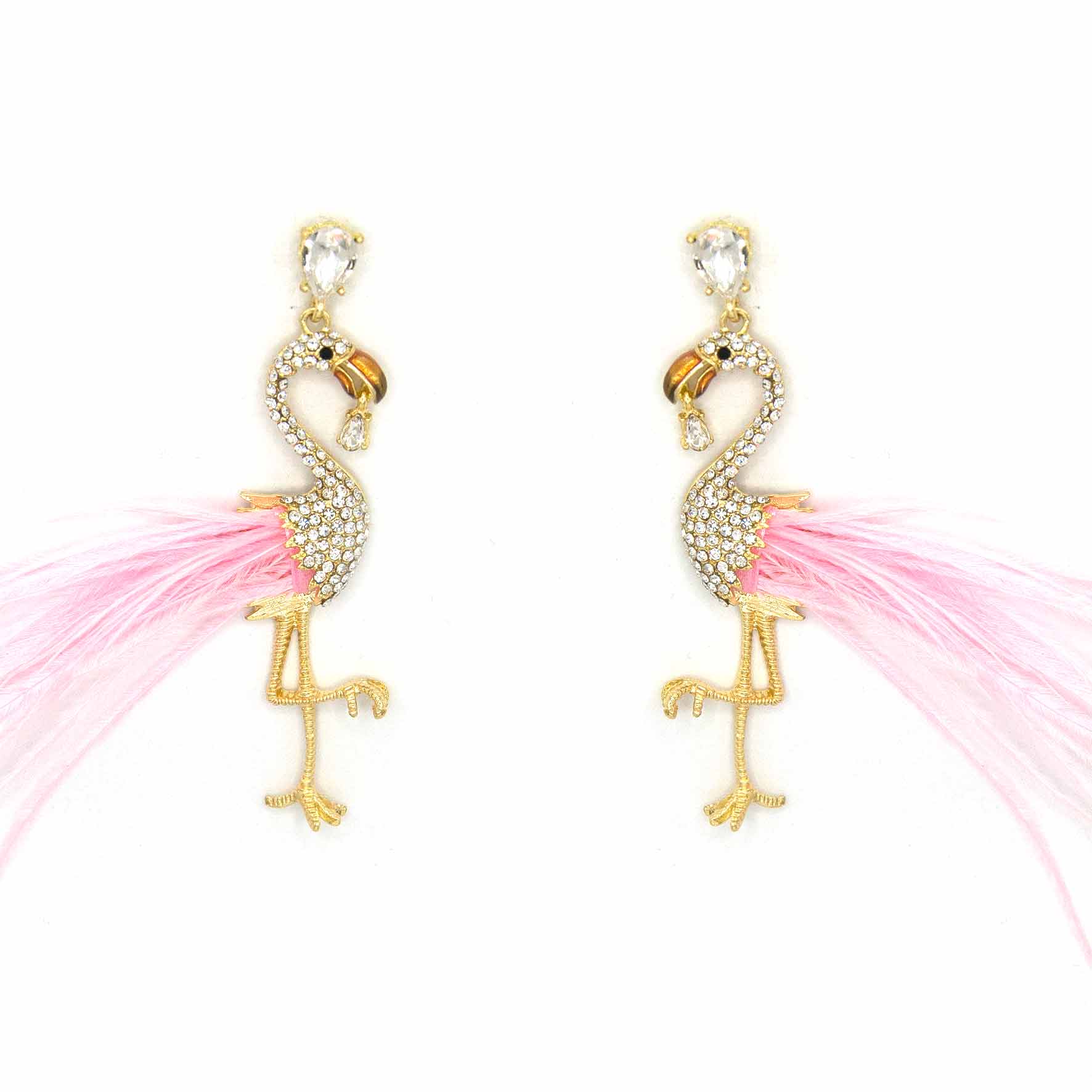 Palestro Milano Orecchini Flamingos con piume