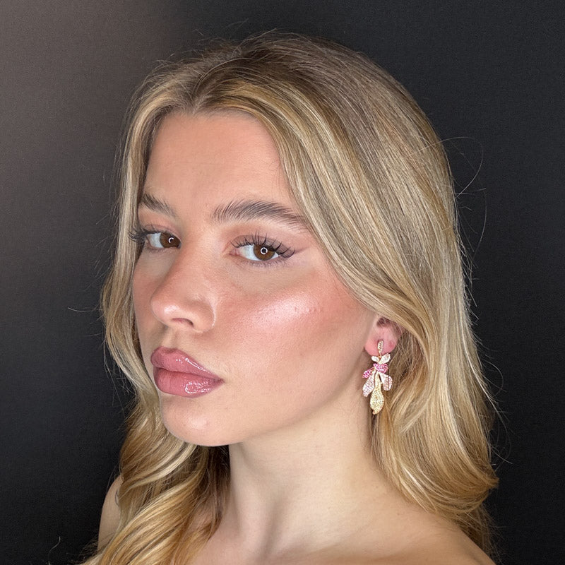 Palestro Milano Orecchini Foglie sfumature di Pavè