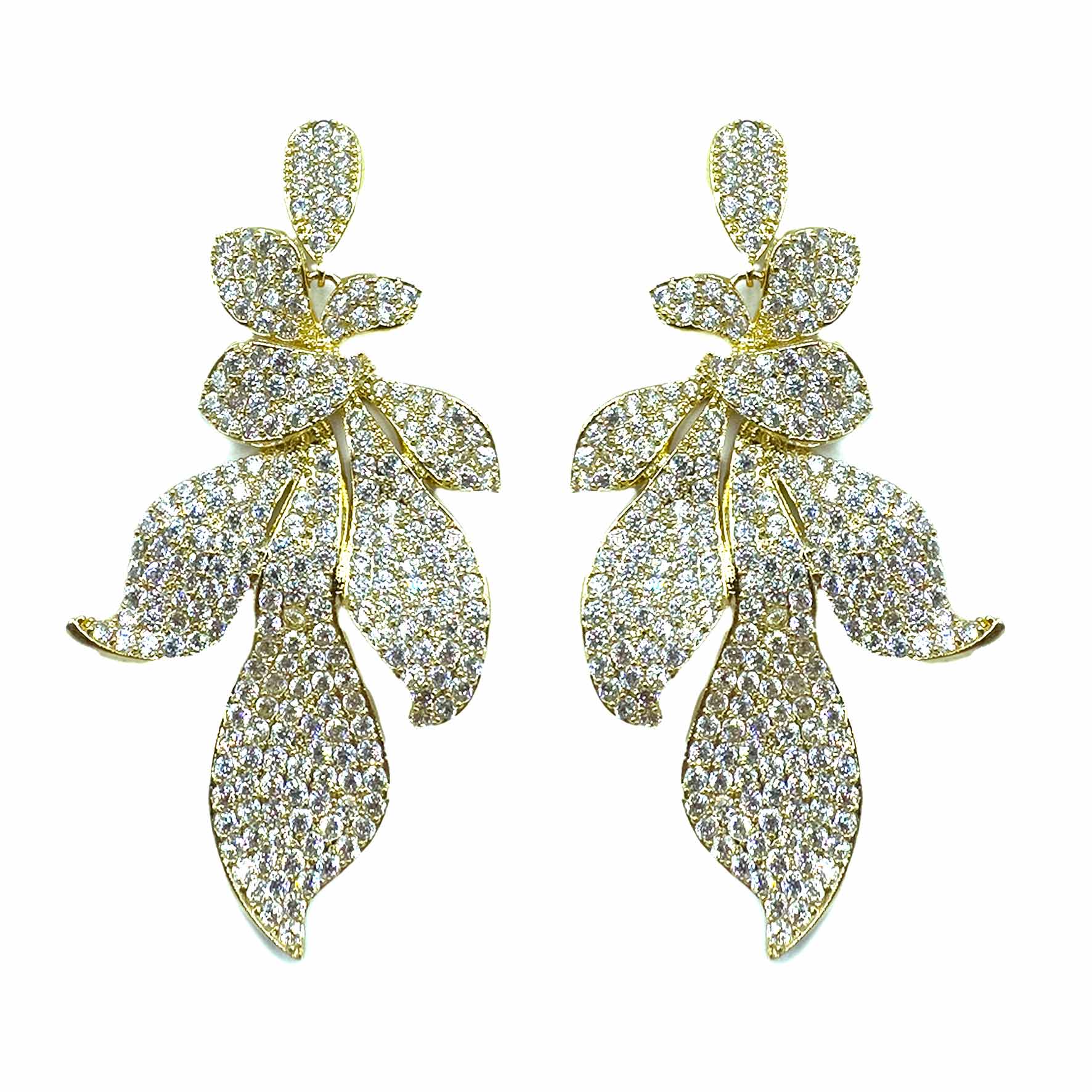 Palestro Milano Orecchini Foglie sfumature di Pavè