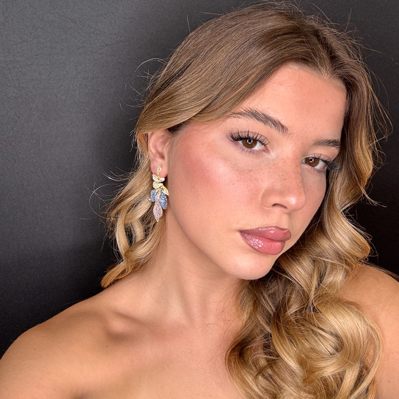 Palestro Milano Orecchini Foglie sfumature di Pavè