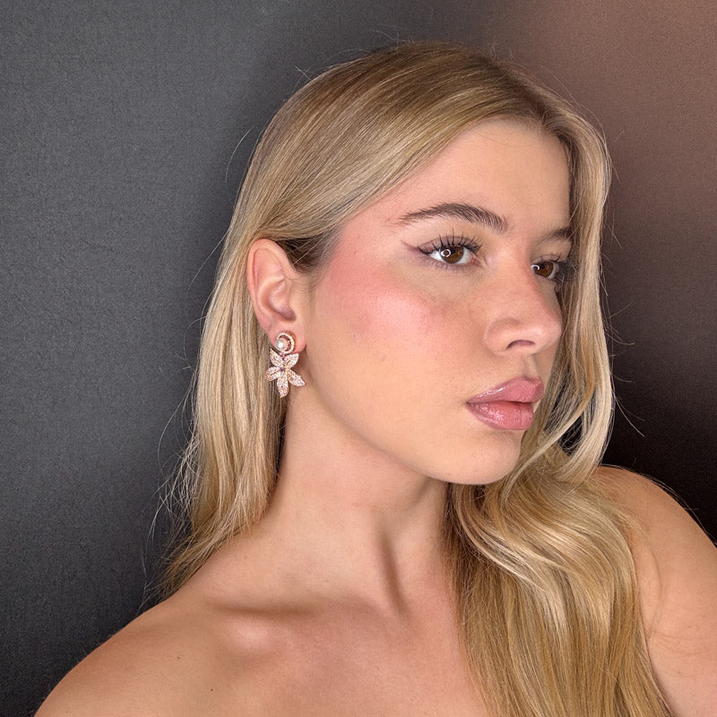 Palestro Milano Orecchini Fogliolina di pavè