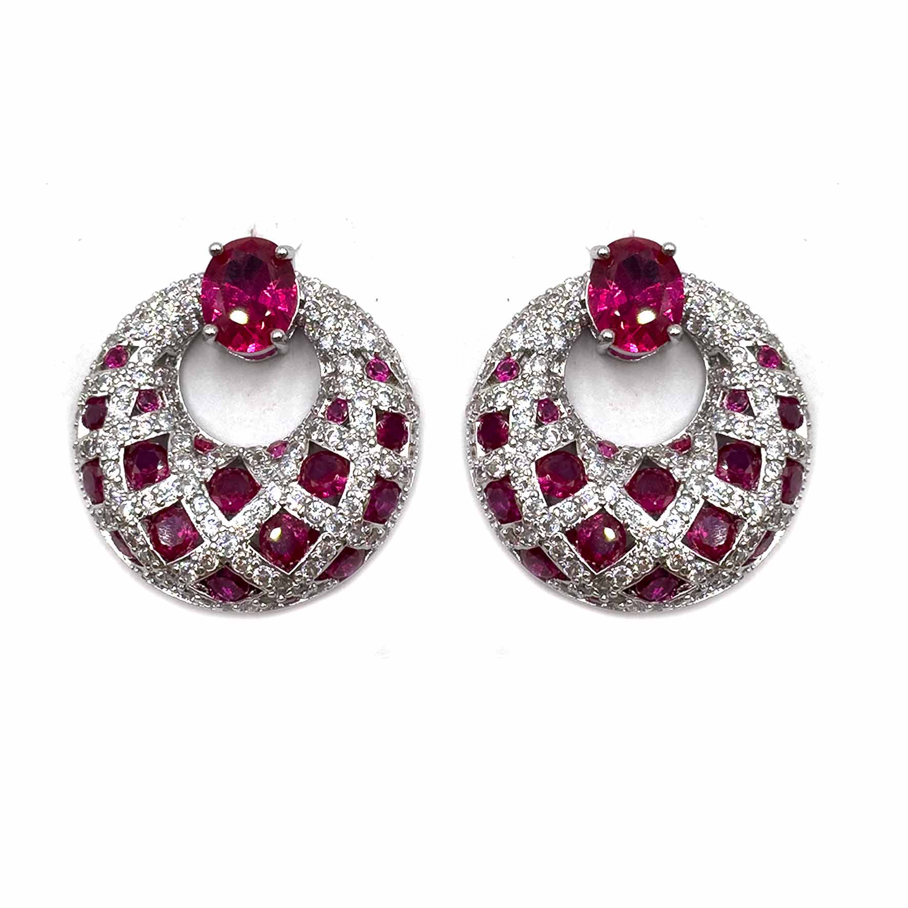 Palestro Milano Orecchini Fucsia Cerchi di pavè