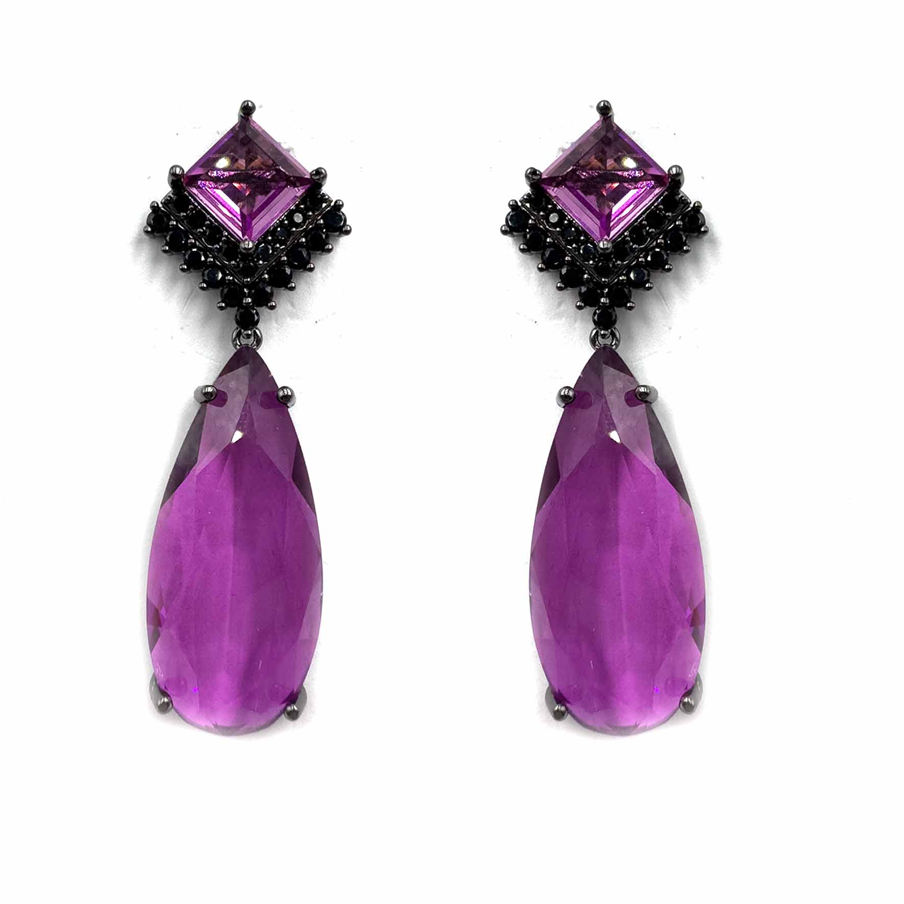Palestro Milano Orecchini Fucsia Rombo con goccia pendente