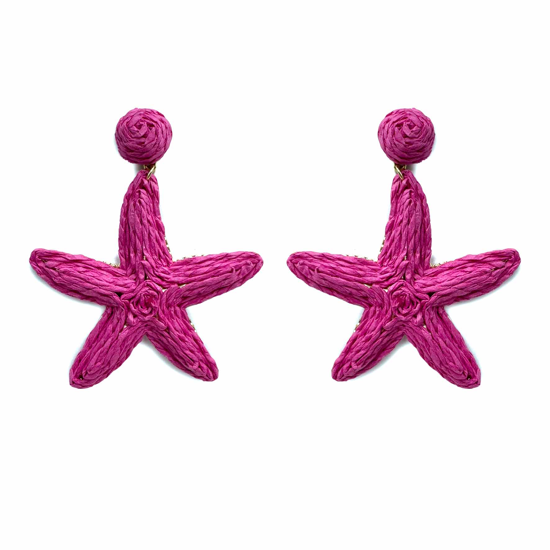 Palestro Milano Orecchini Fucsia Stelle di mare rafia