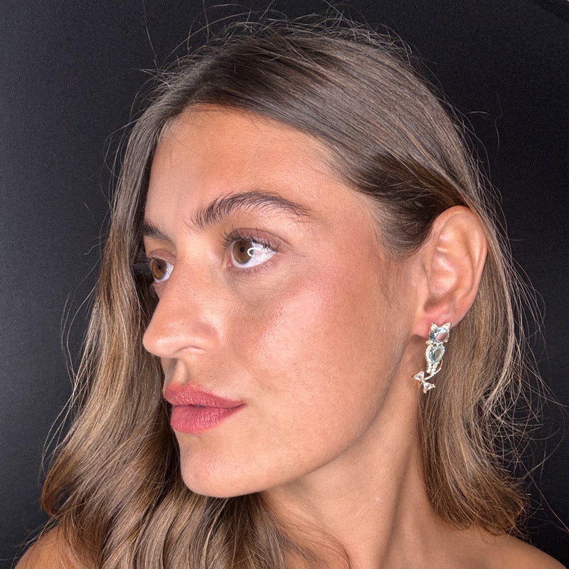 Palestro Milano Orecchini Gattini con fiocchetti di Cristallo