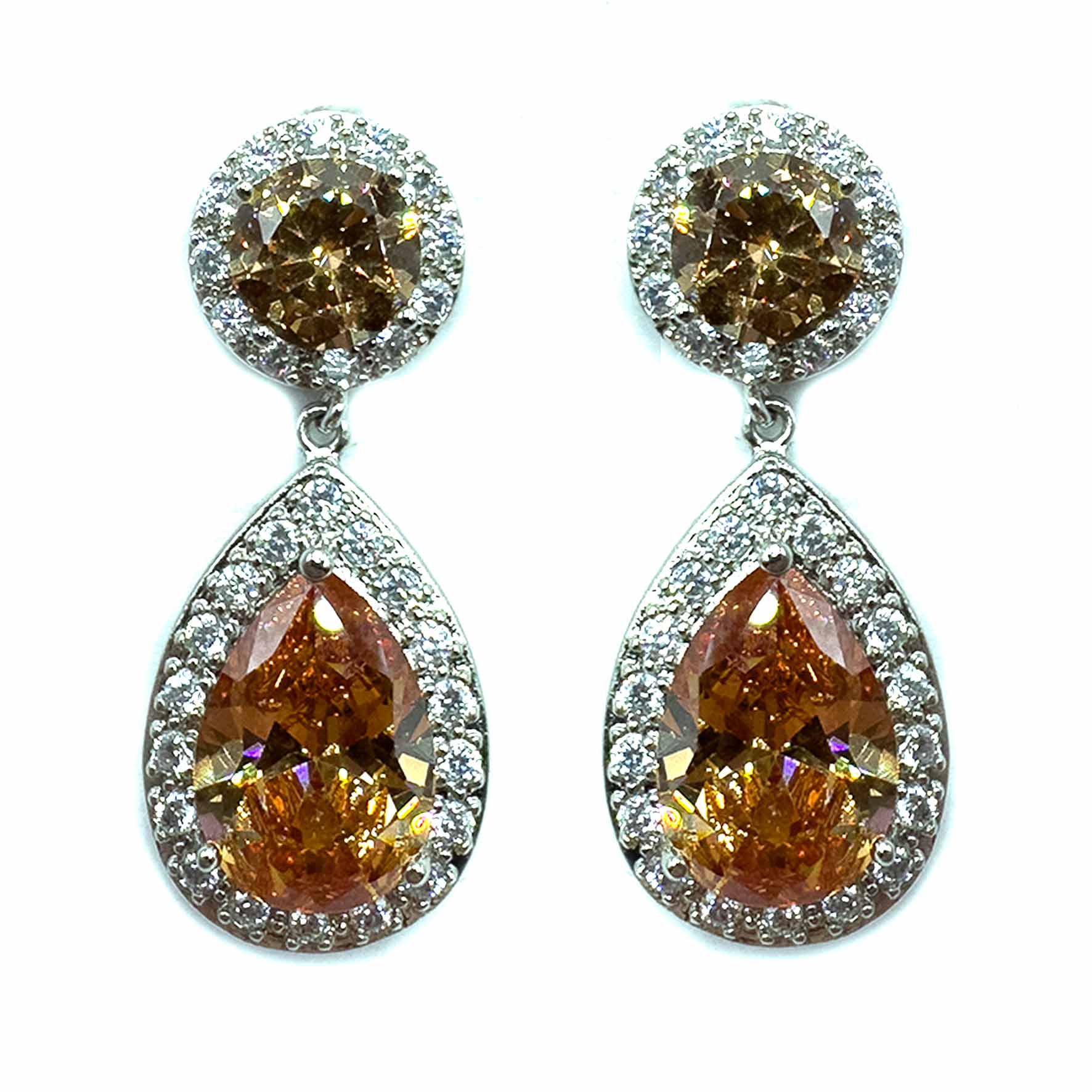 Palestro Milano Orecchini Giallo Ambra Goccia di Cristallo&Zirconi