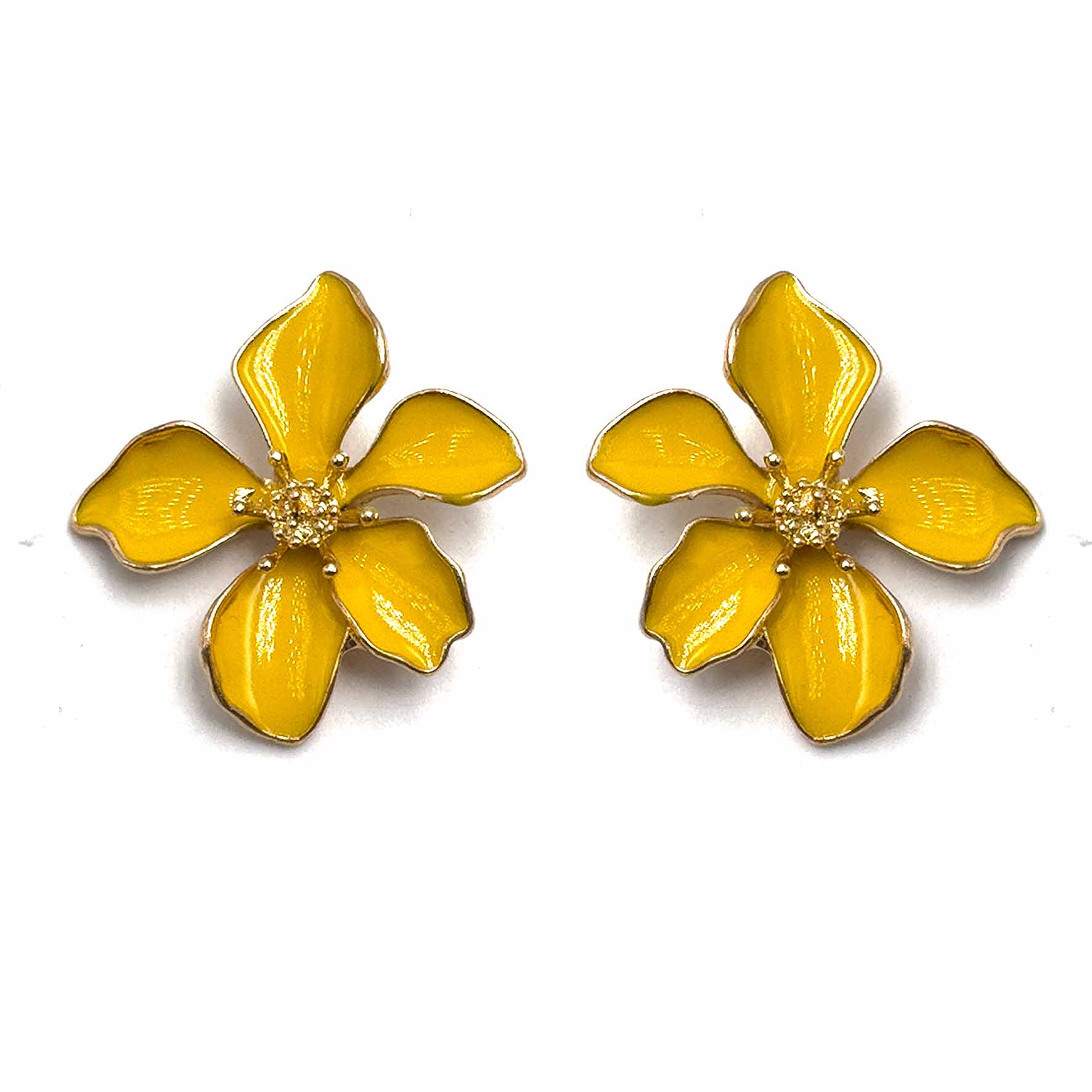 Palestro Milano Orecchini Giallo Ocra Fiori Tropicali