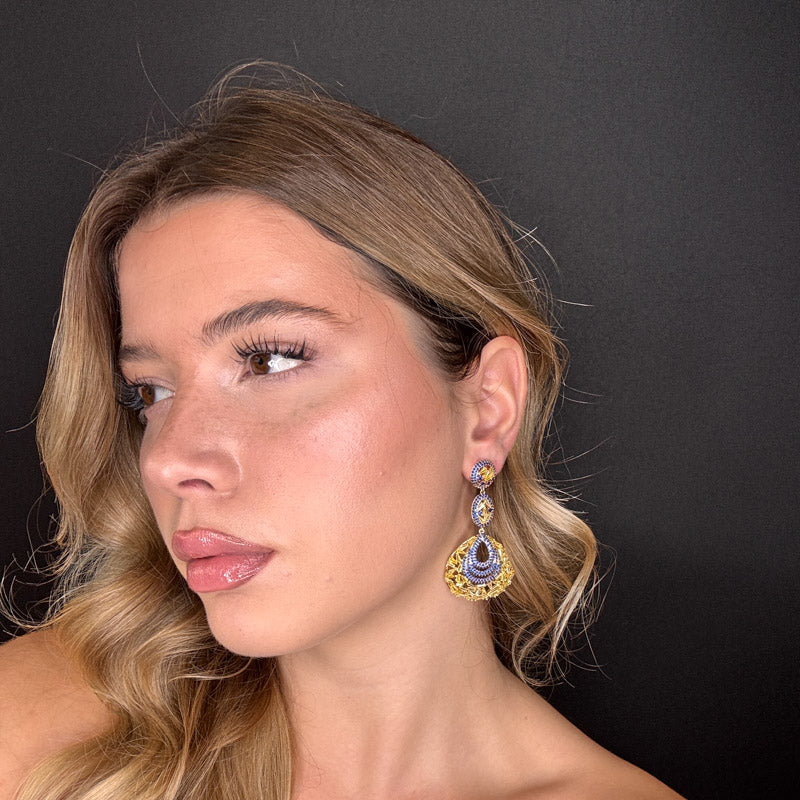 Palestro Milano Orecchini Gocce Pendenti Cristallizzate