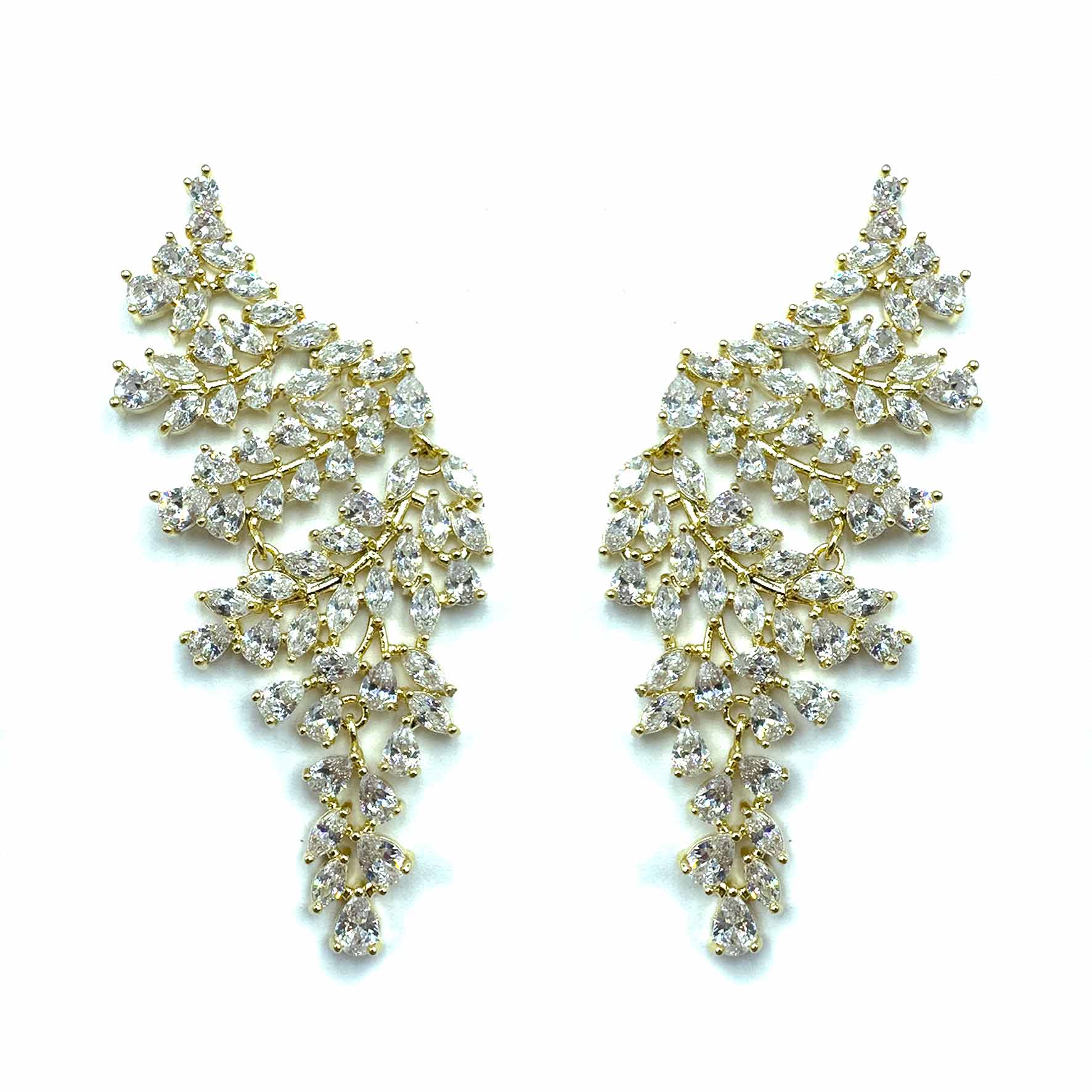 Palestro Milano Orecchini Gold Cristallo Armonia di foglioline cristallo