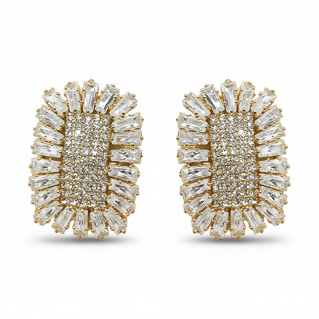 Palestro Milano Orecchini Gold Cristallo Girasole Rettangolare