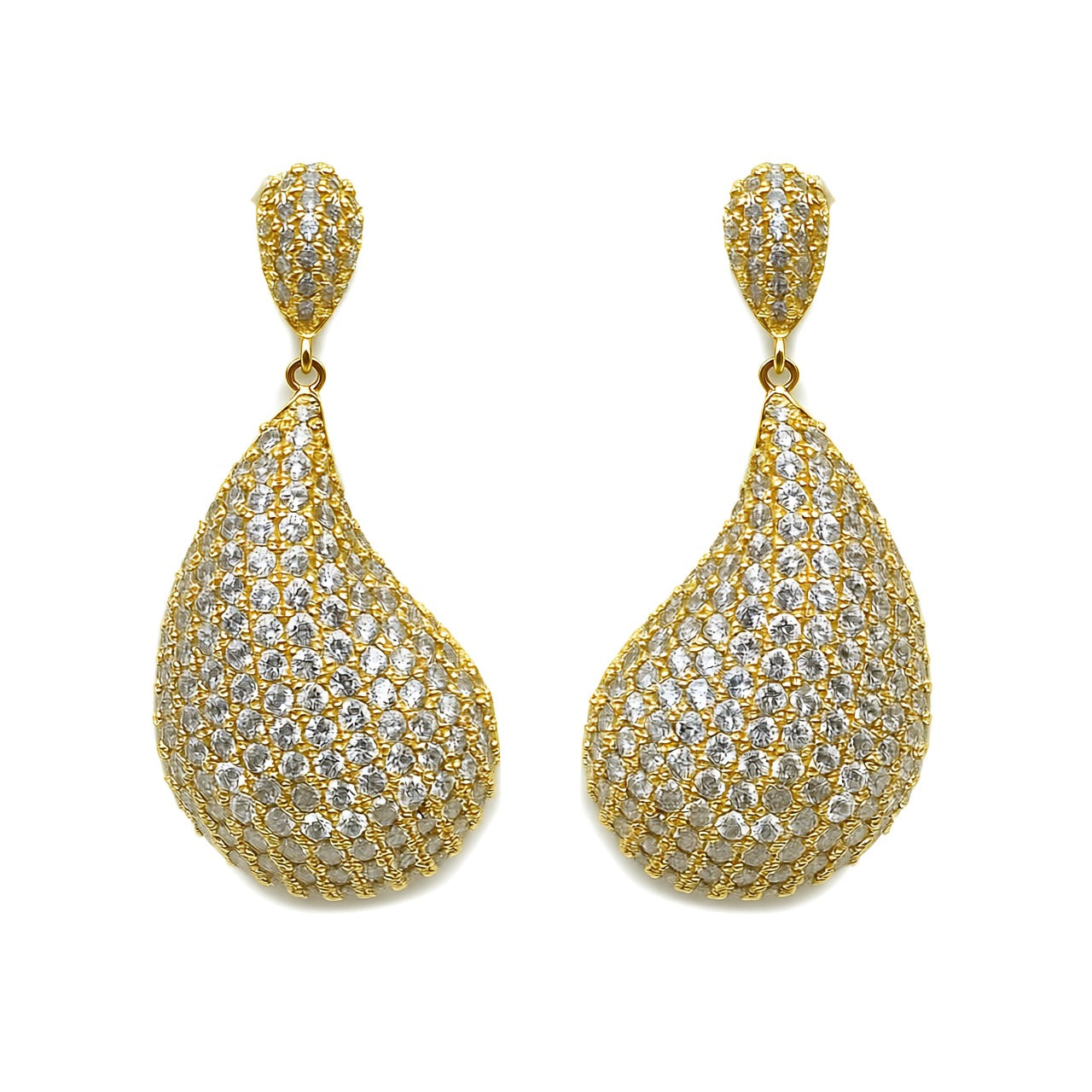 Palestro Milano Orecchini Gold cristallo Goccia tempestata di zirconi