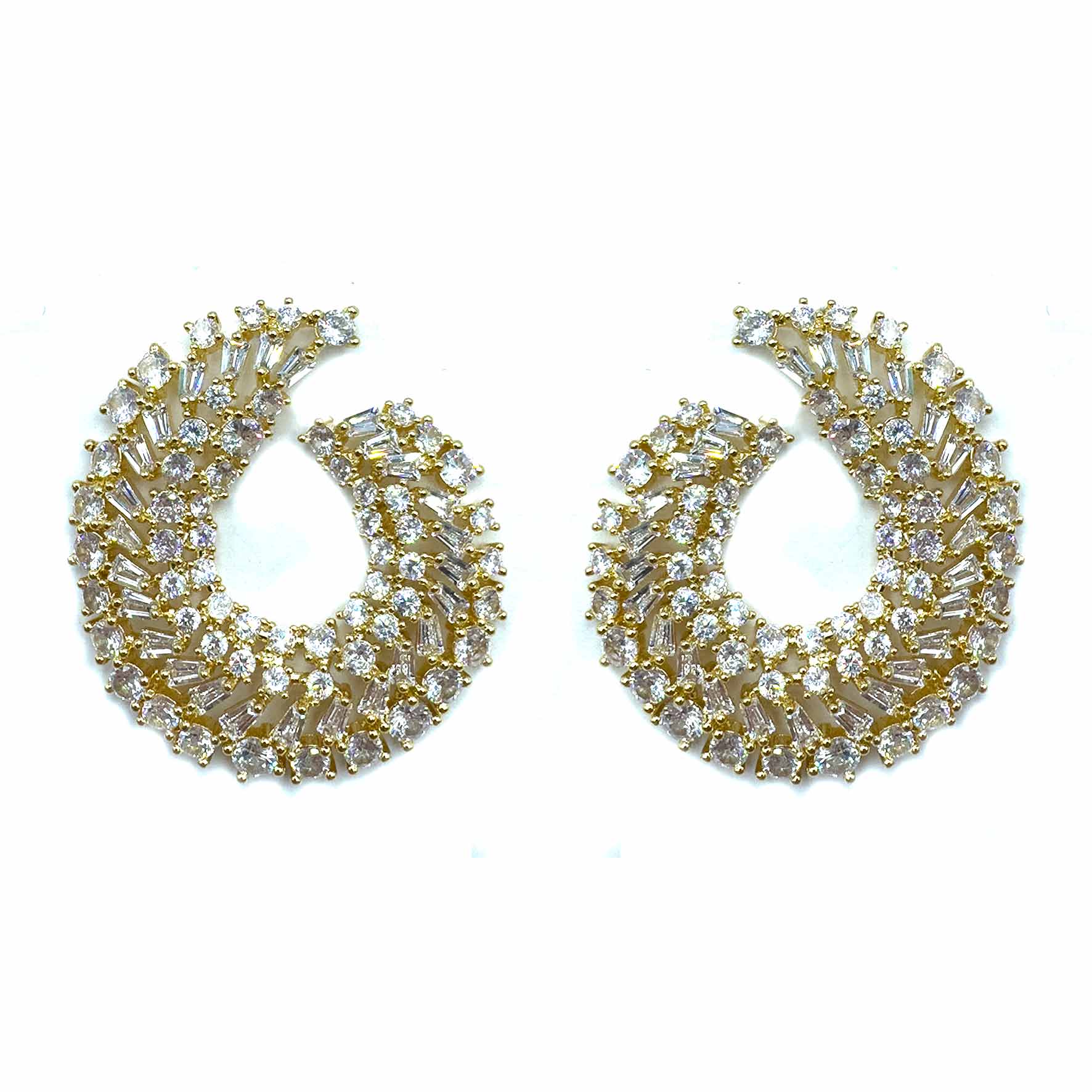 Palestro Milano Orecchini Gold Cristallo Virgole Brillanti