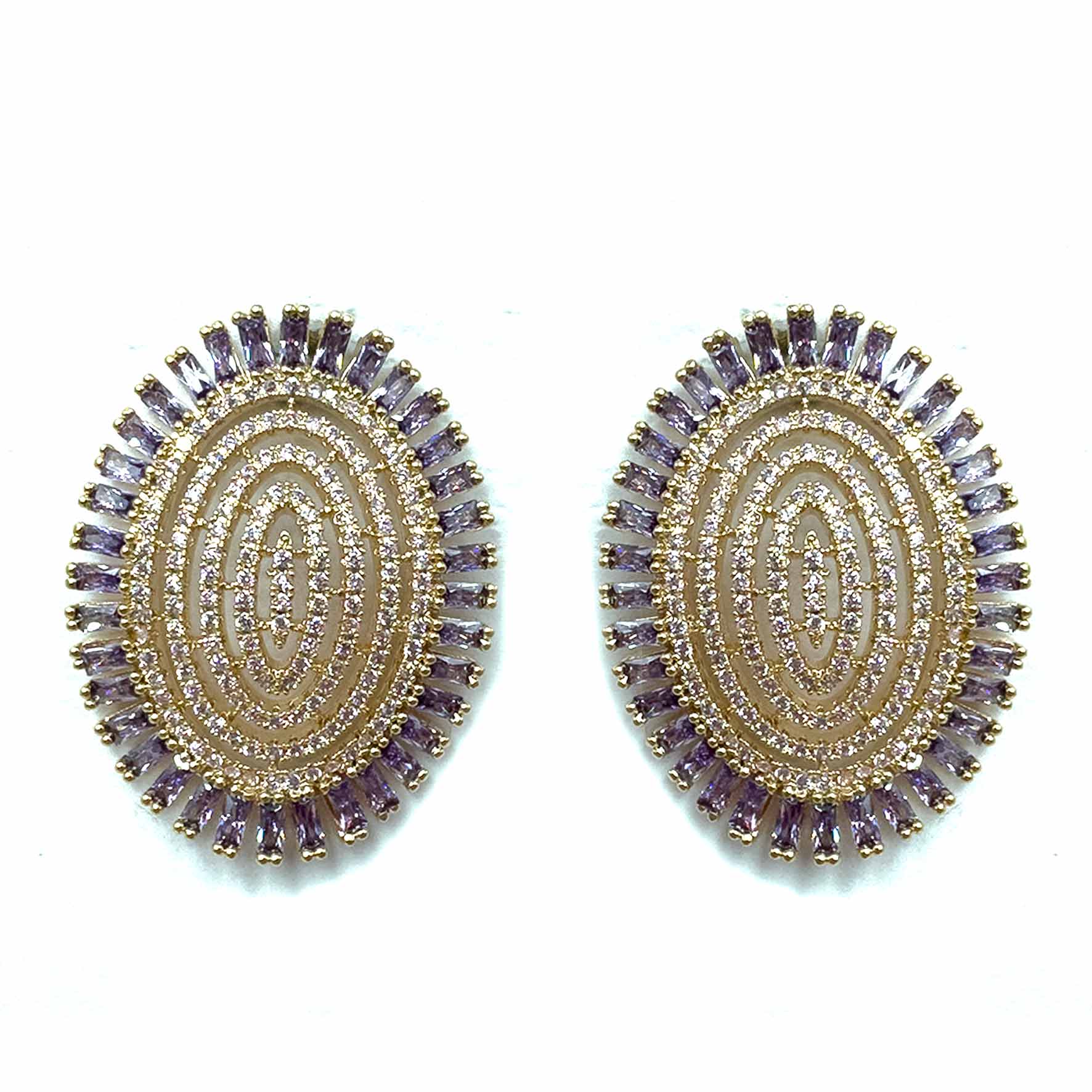 Palestro Milano Orecchini Gold Lillac Composizione ovale di cristalli