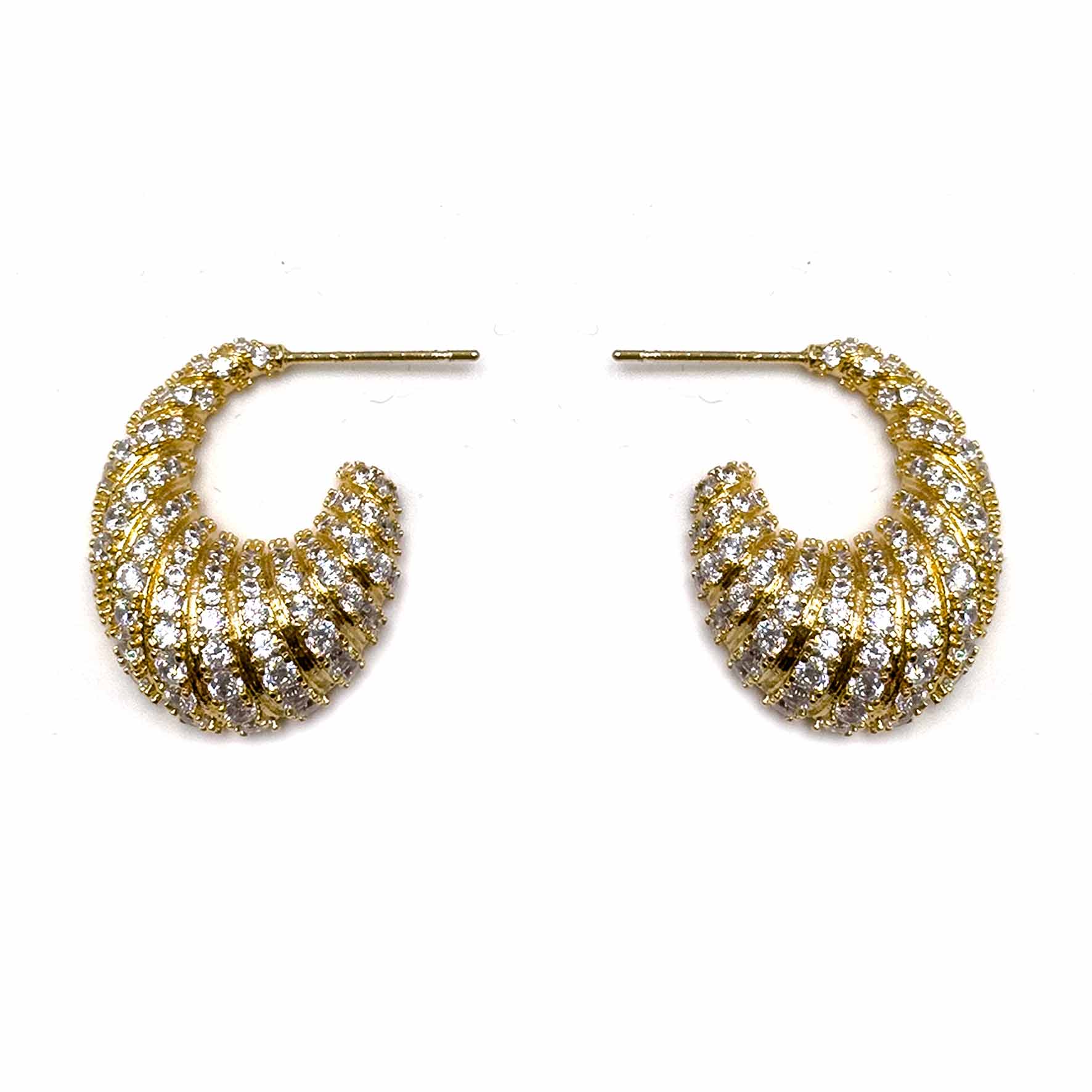 Palestro Milano Orecchini Gold Mezzaluna di pavè