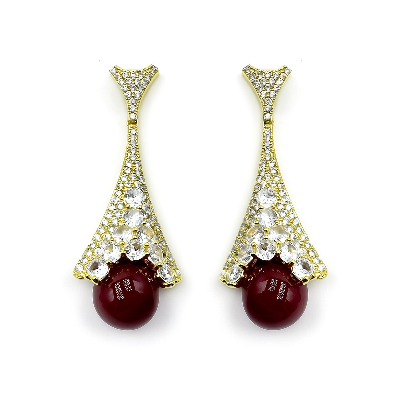 Palestro Milano Orecchini Gold/Perla Rossa Pavè con perla