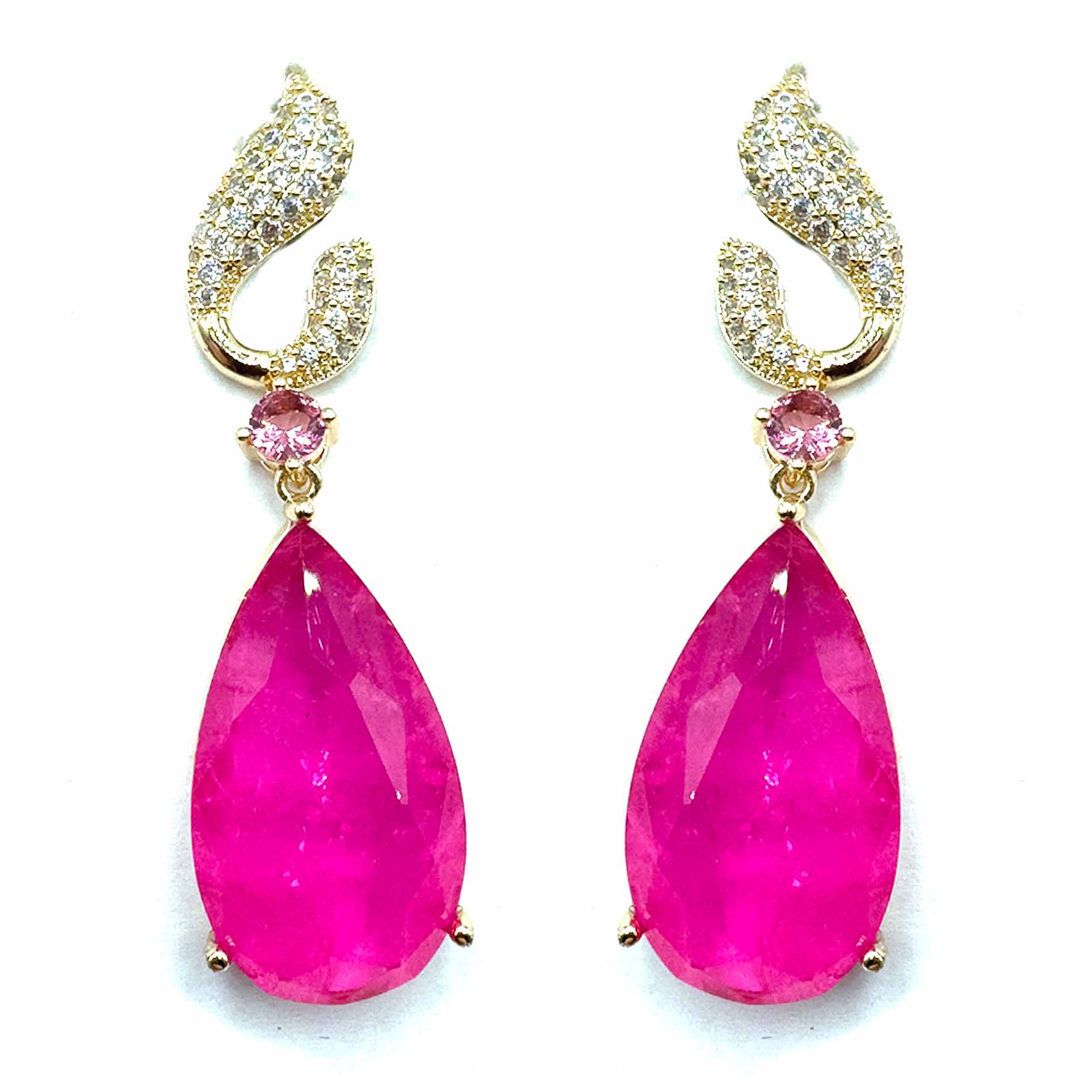 Palestro Milano Orecchini Gold - Pink Virgole di pavè con goccia