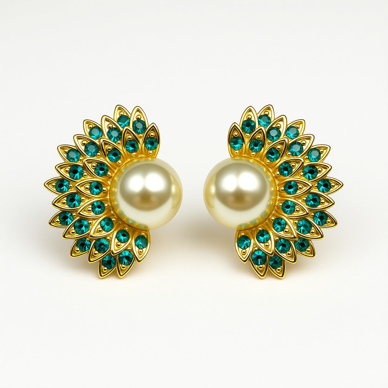 Palestro Milano Orecchini Gold Verde Perla solare con zirconi