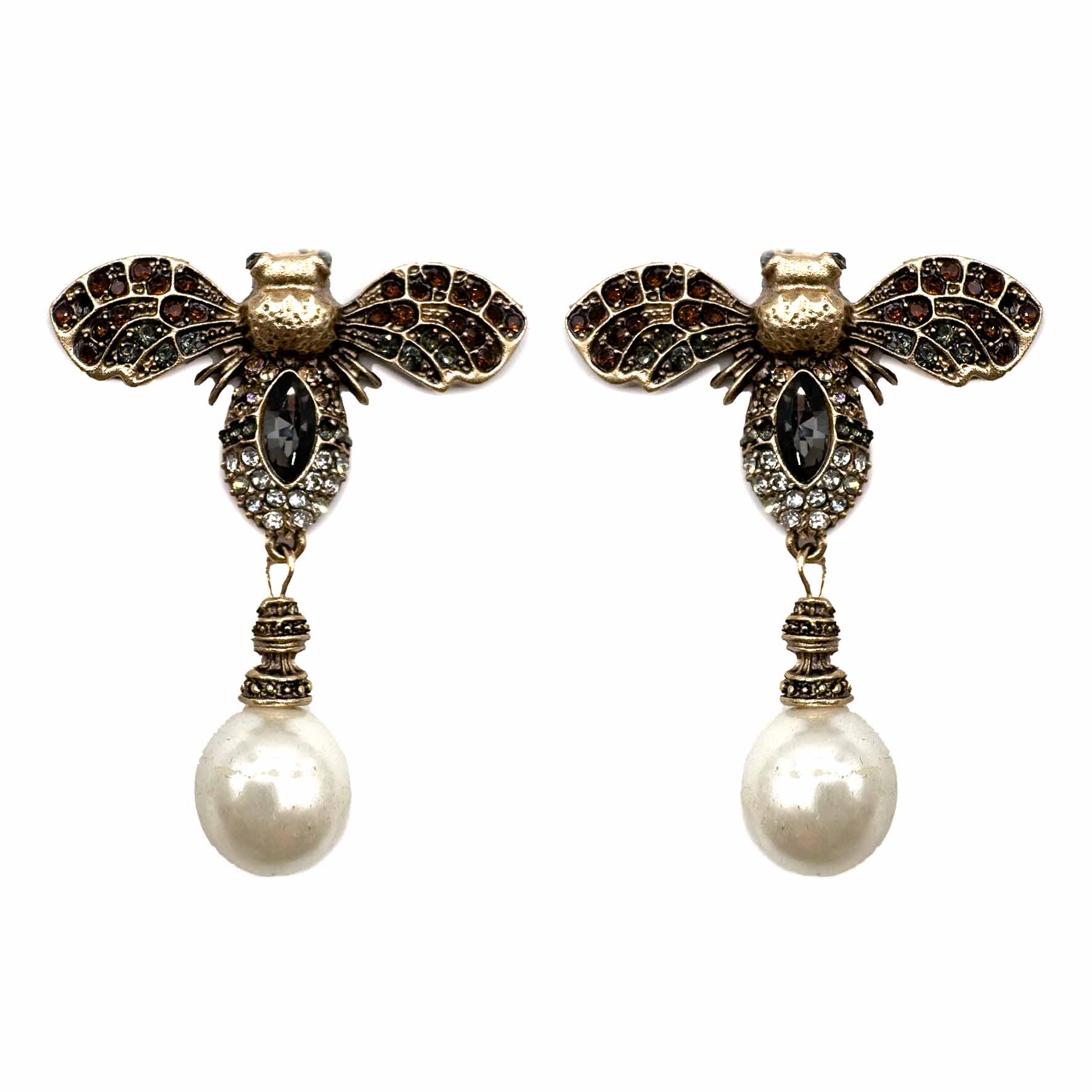 Palestro Milano Orecchini Grigio Silver Mosca Reale con perla