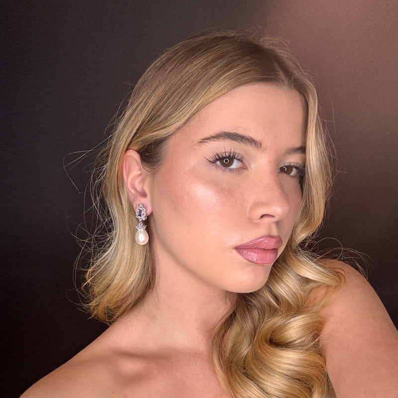 Palestro Milano Orecchini Kate con perla pendente - Ametista edition