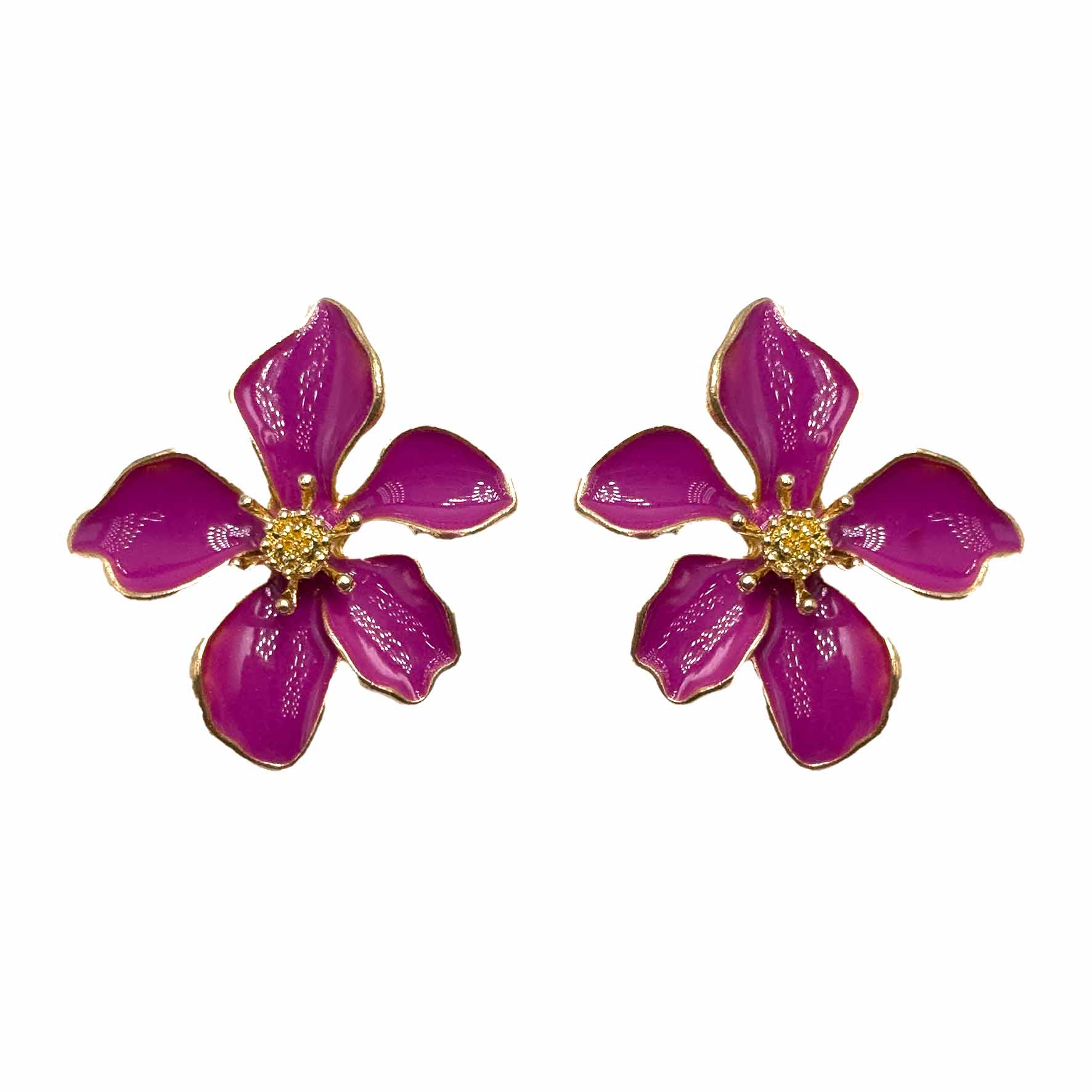 Palestro Milano Orecchini Magenta Fiori Tropicali