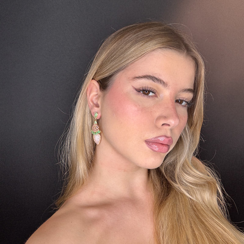 Palestro Milano Orecchini Mandorla con fiorellini di pavè e cristalli