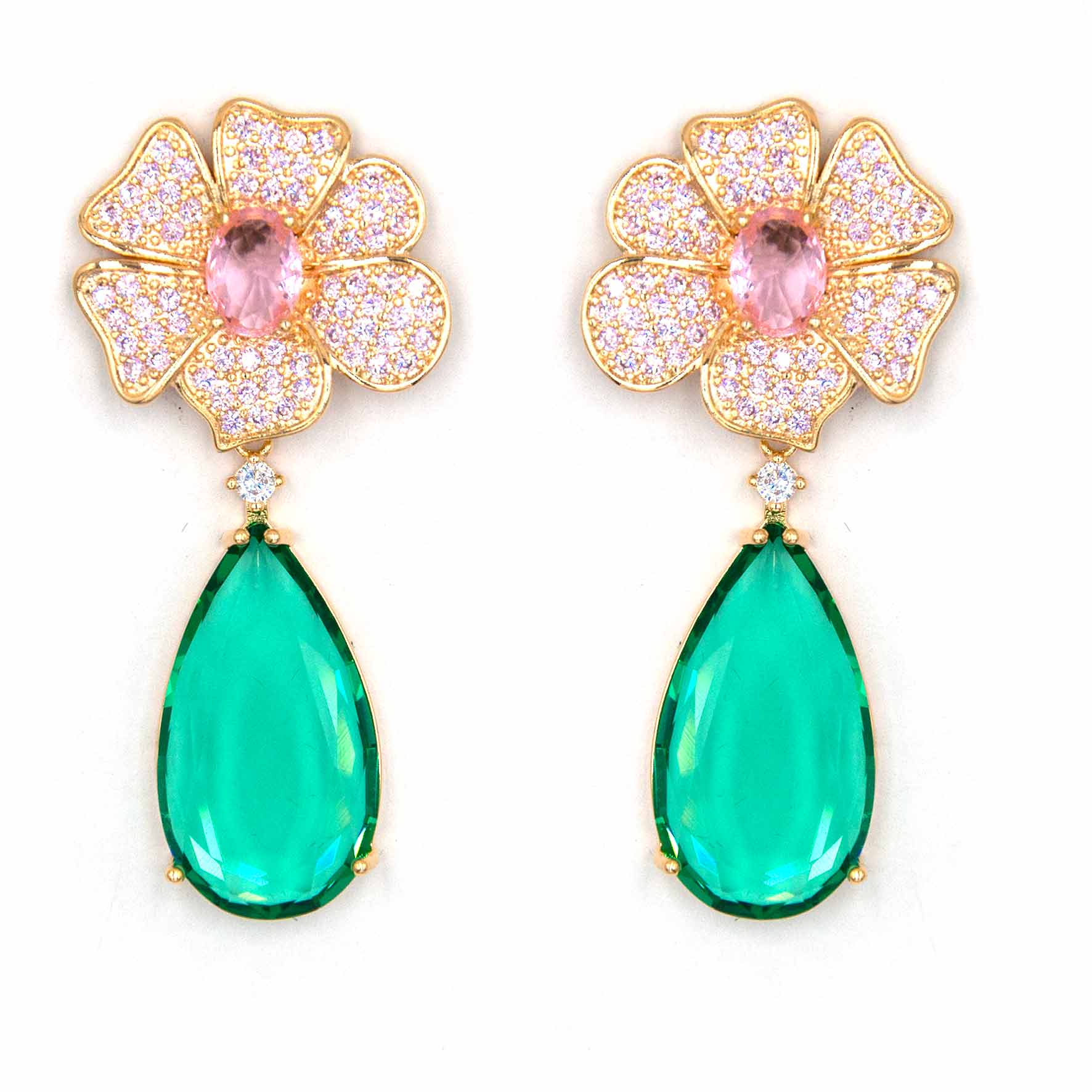 Palestro Milano Orecchini Margherite pink&smeraldo