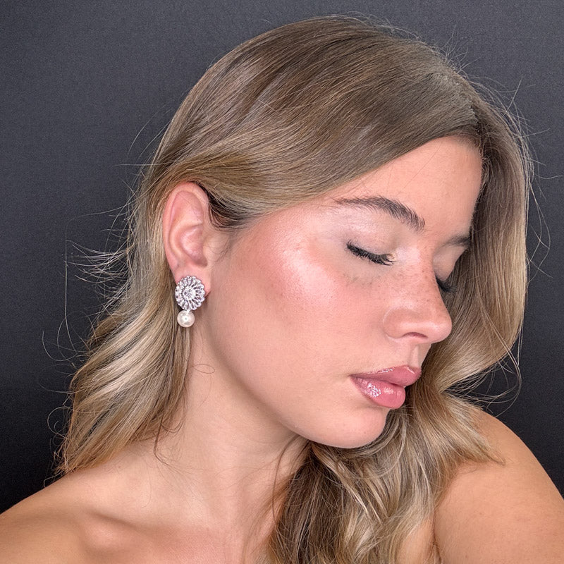 Palestro Milano Orecchini Mini Margherita Cristallo con Perlina