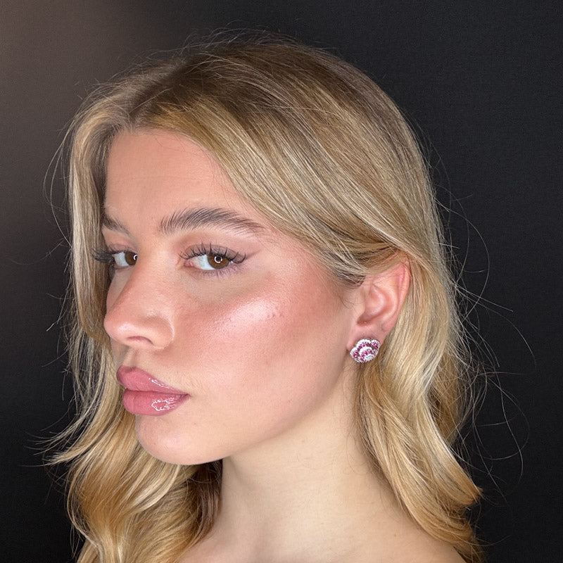 Palestro Milano Orecchini Mini roselline di pavè fucsia