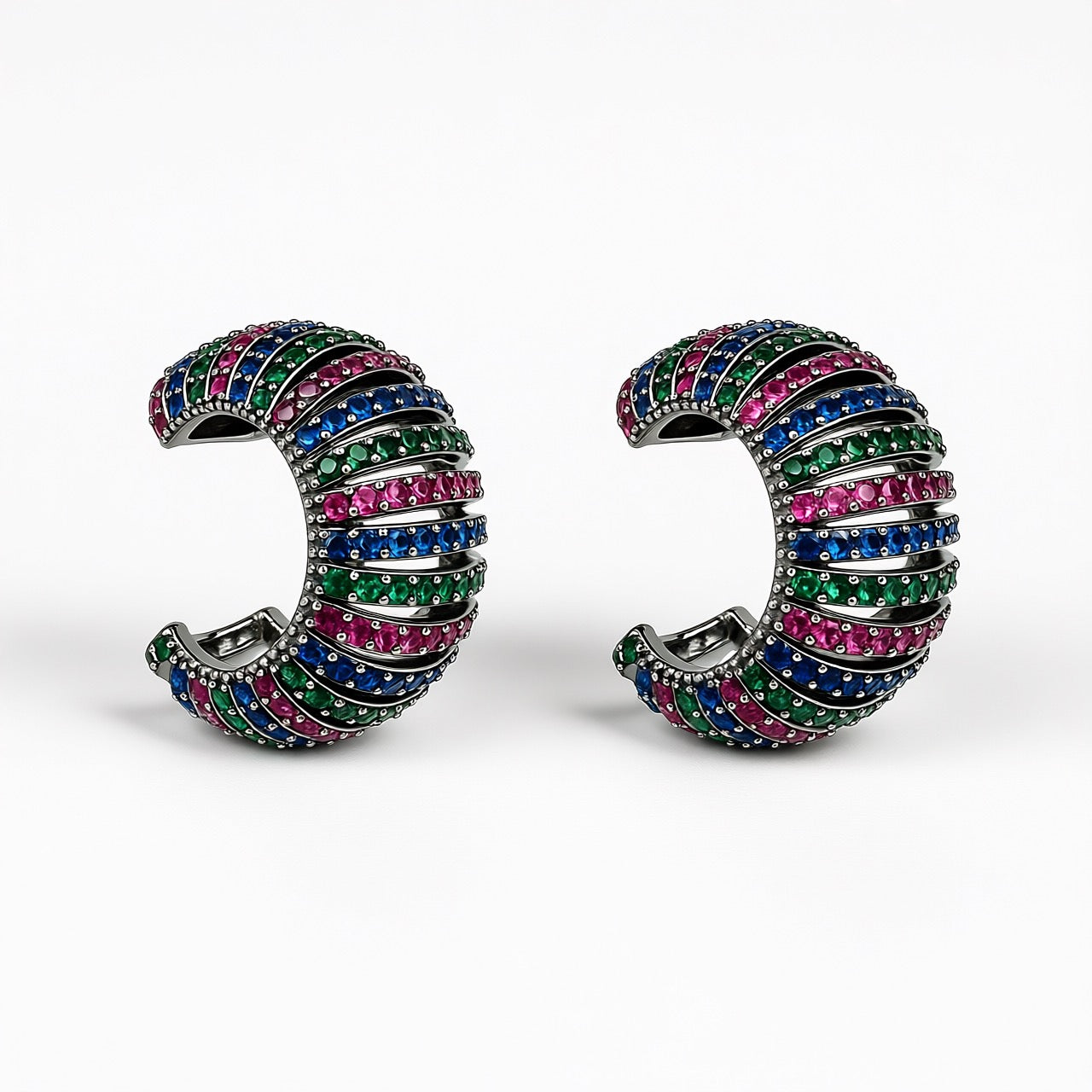 Palestro Milano Orecchini Multi Cerchi preziosi bombati